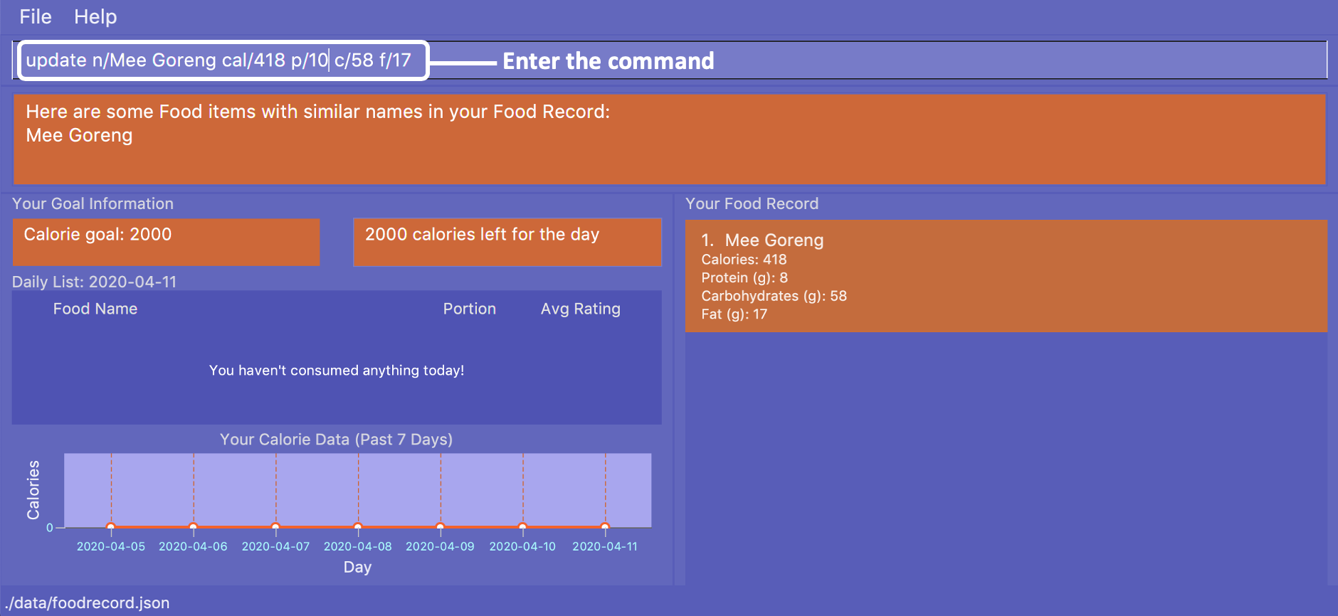 UpdateCommandExistingFoodBefore